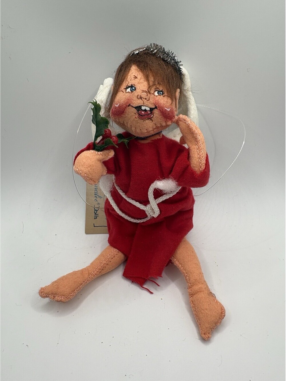 Annalee 7" Flying Angel with Red Gown & Halo #7113 Vintage 1994 Christmas Decor.
